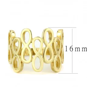 IP Gold(Ion Plating) Stainless Steel Ring with No Stone for Women Style TK3569