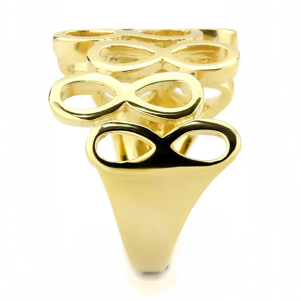 IP Gold(Ion Plating) Stainless Steel Ring with No Stone for Women Style TK3569