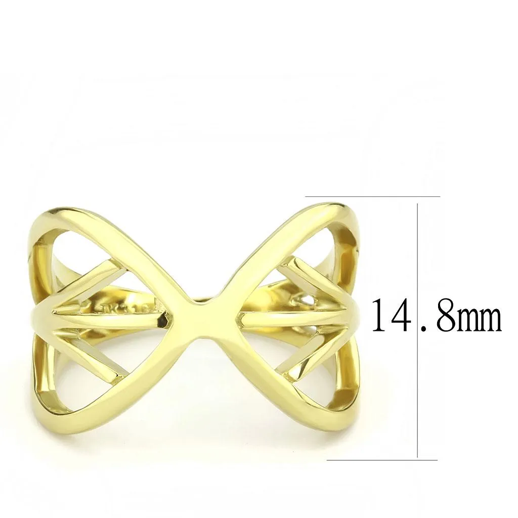 IP Gold(Ion Plating) Stainless Steel Ring with No Stone for Women Style TK3624