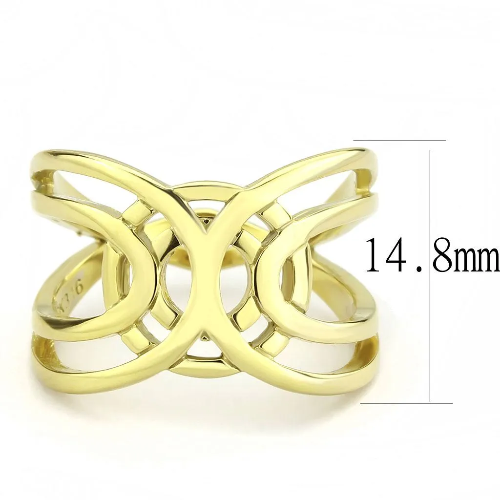 IP Gold(Ion Plating) Stainless Steel Ring with No Stone for Women Style TK3639