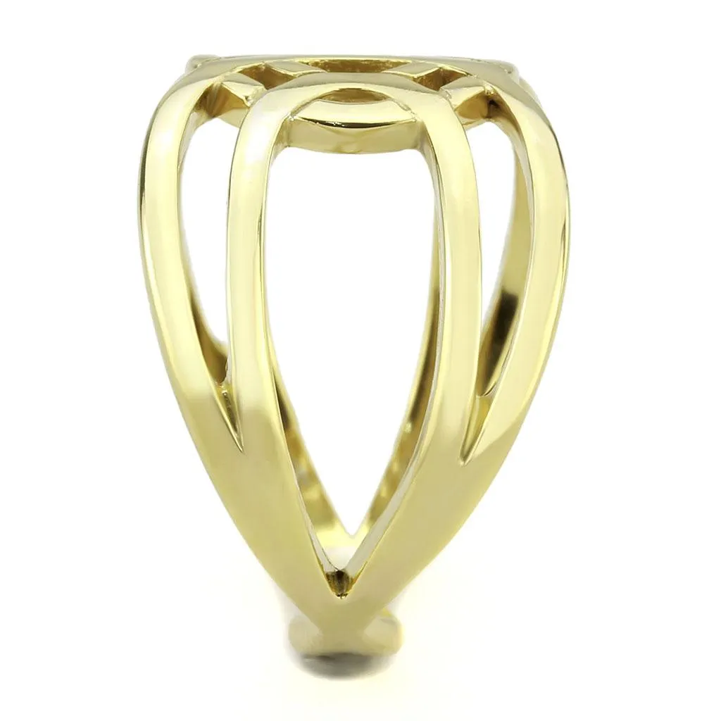 IP Gold(Ion Plating) Stainless Steel Ring with No Stone for Women Style TK3639