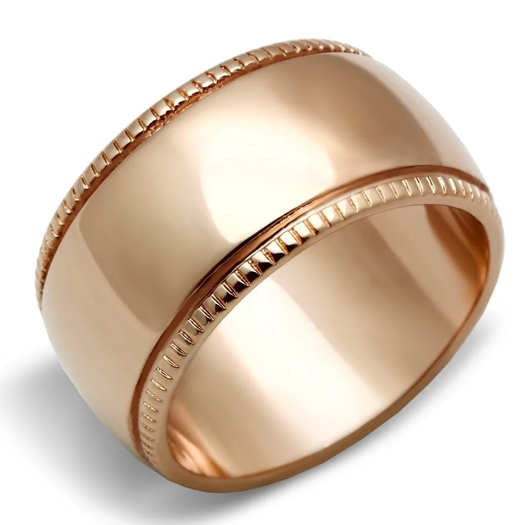 IP Rose Gold(Ion Plating) Brass Ring with No Stone for Women Style GL213