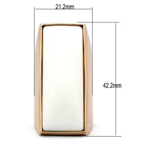 IP Rose Gold(Ion Plating) Brass Ring with Synthetic Synthetic Stone in White for Women Style GL164