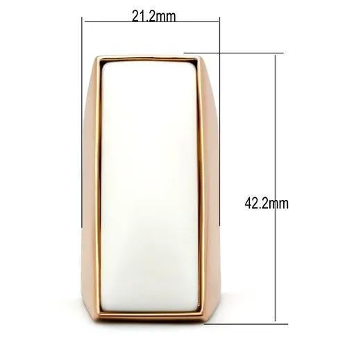 IP Rose Gold(Ion Plating) Brass Ring with Synthetic Synthetic Stone in White for Women Style GL164