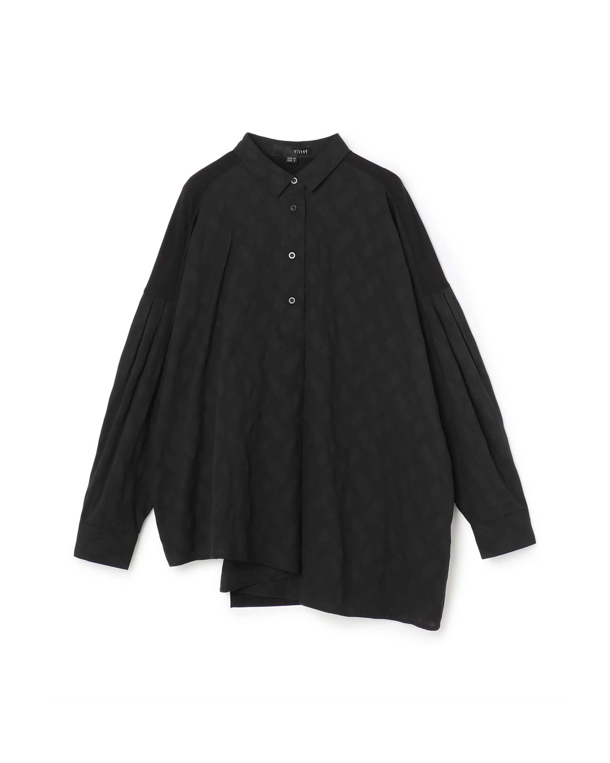 Irregular Hem Texture Cotton Blouse