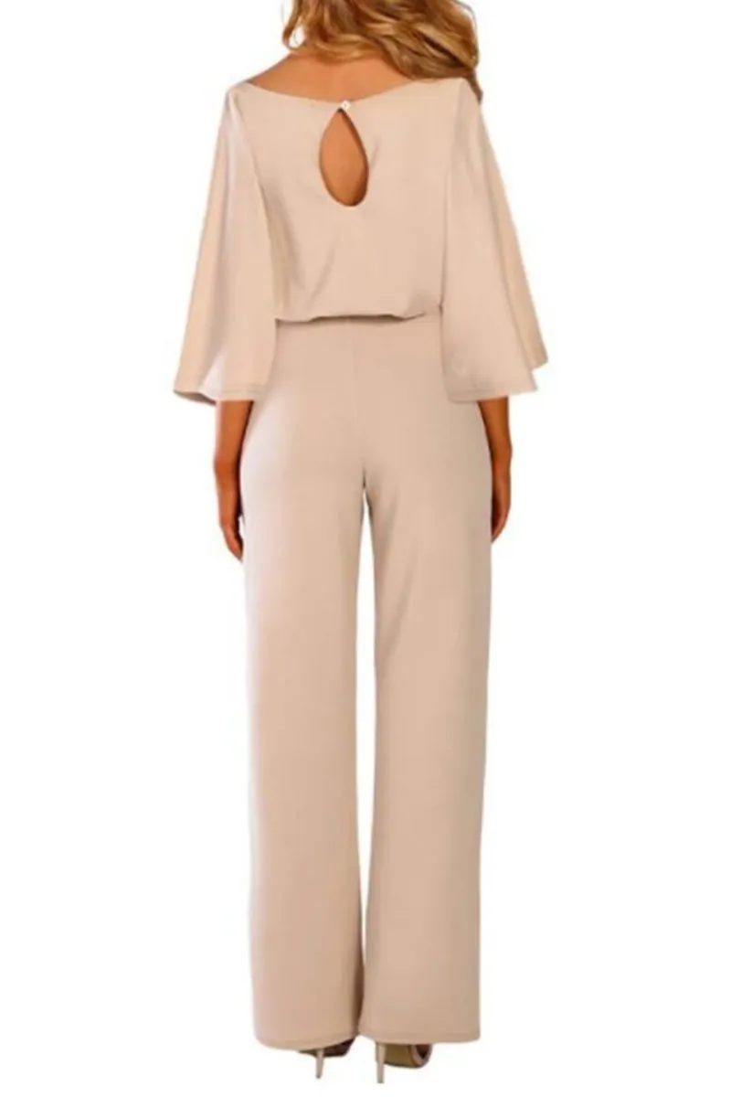 Ivyshape | Belted Long Sleeve Jumpsuit