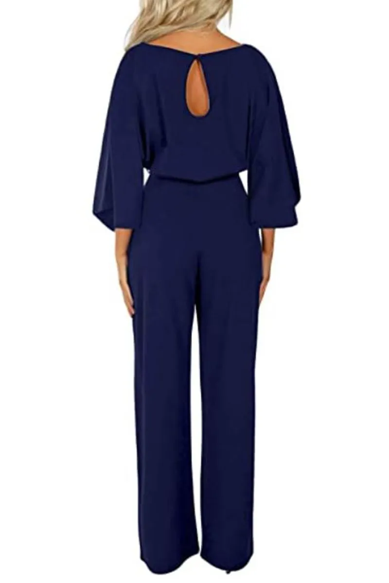 Ivyshape | Belted Long Sleeve Jumpsuit