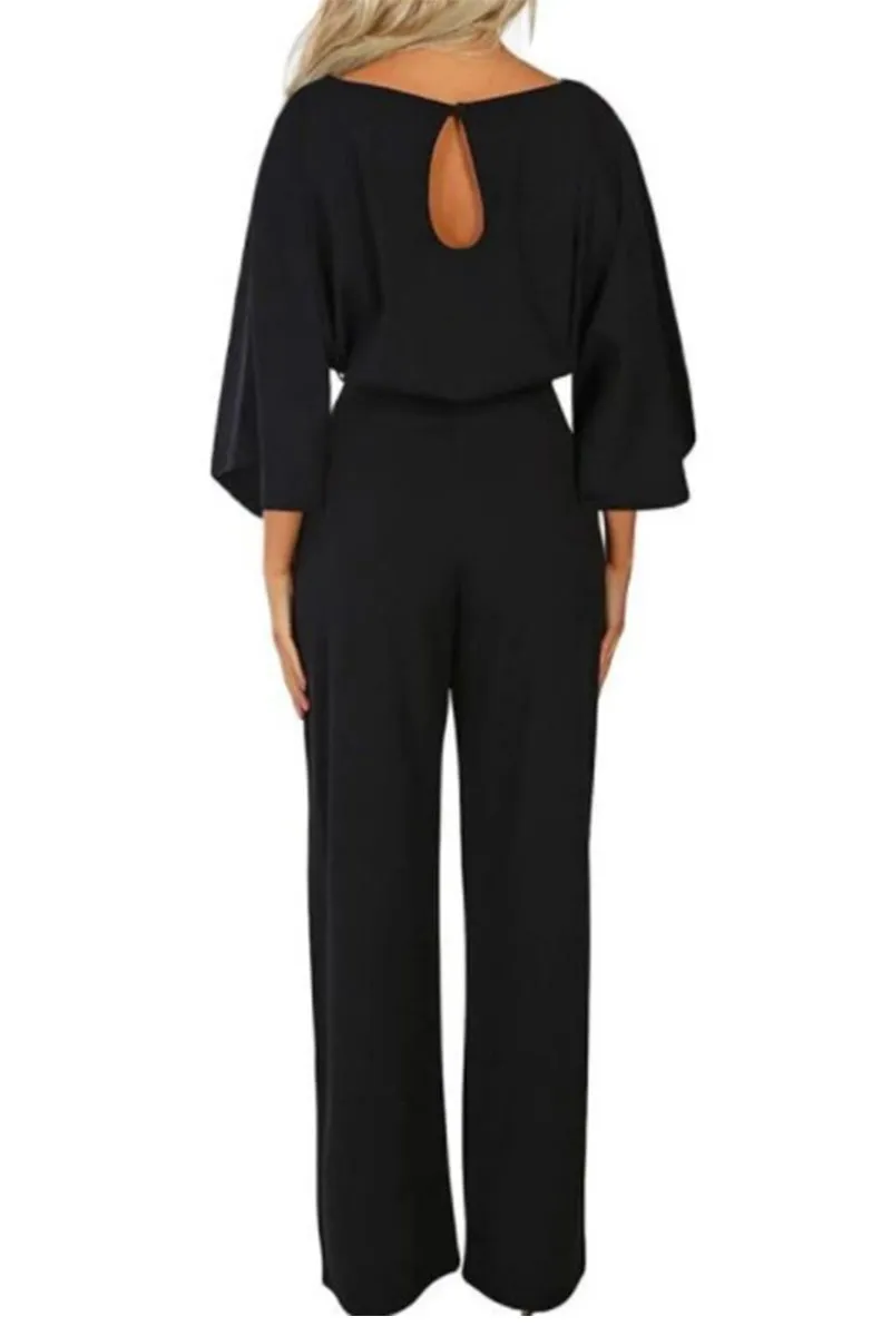 Ivyshape | Belted Long Sleeve Jumpsuit