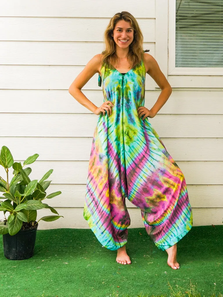 J6- Hand Dyed Wide Leg Boho Hippie Jumpsuits Rompers Pants