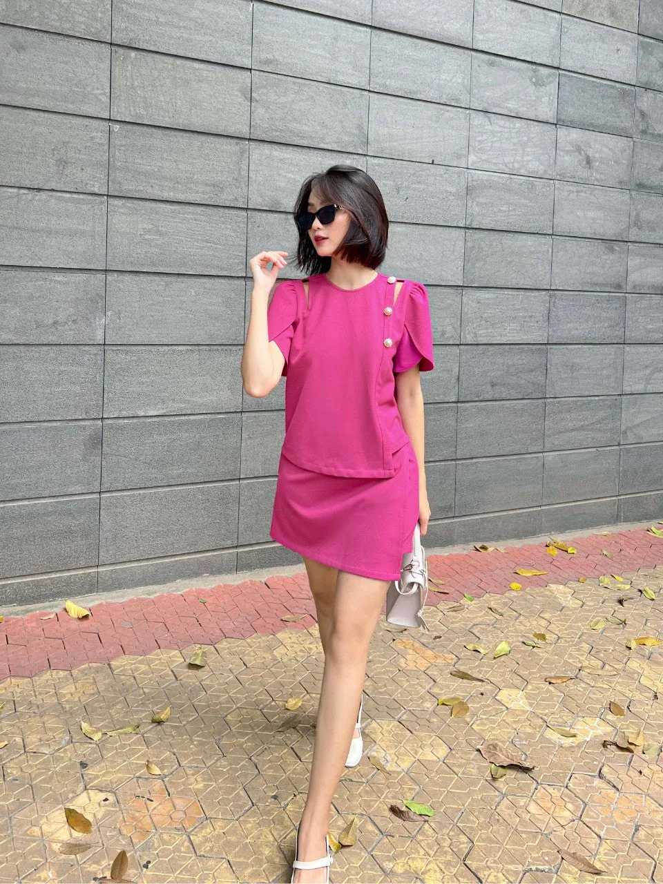 Jinni Full Set Pink Linen - Gu Fashion | Vietnam Fashion