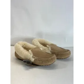 LAMO Women's Tan Suede Faux-Fur Aussie Moc-Toe Cirrus Memory Foam Slipper SZ 7