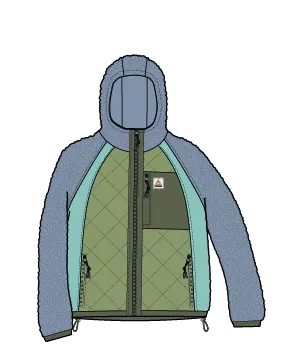 Lara Quilted Jacket - Faded Denim/Stem Green