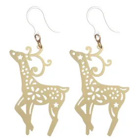 Large Reindeer Dangles Hypoallergenic Earrings for Sensitive Ears Made with Plastic Posts