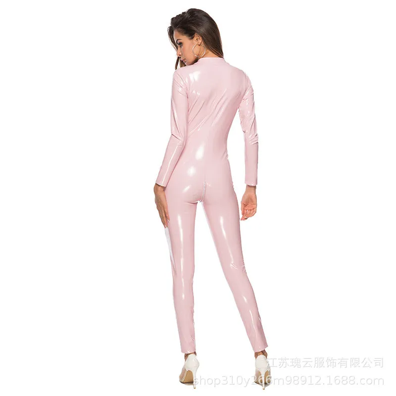 Latex Catsuit Faux Leather Women Jumpsuits