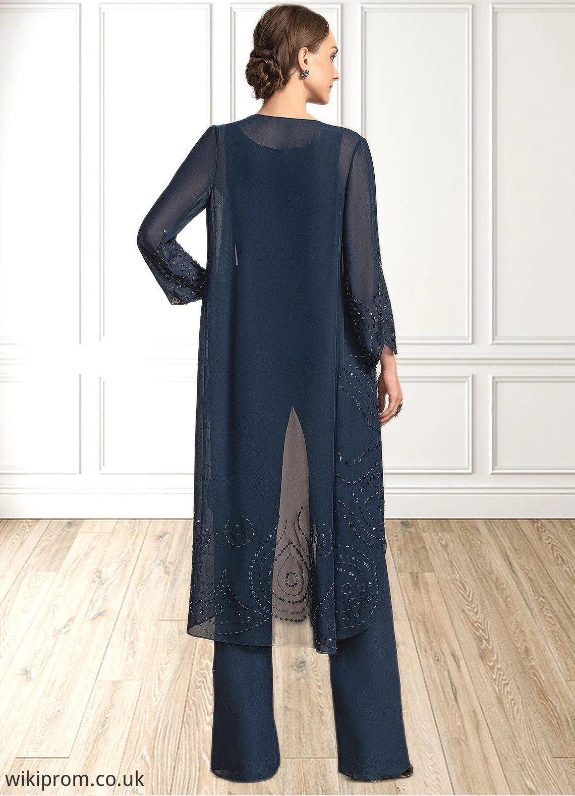 Laylah Jumpsuit/Pantsuit Scoop Neck Floor-Length Chiffon Mother of the Bride Dress SWK126P0014914