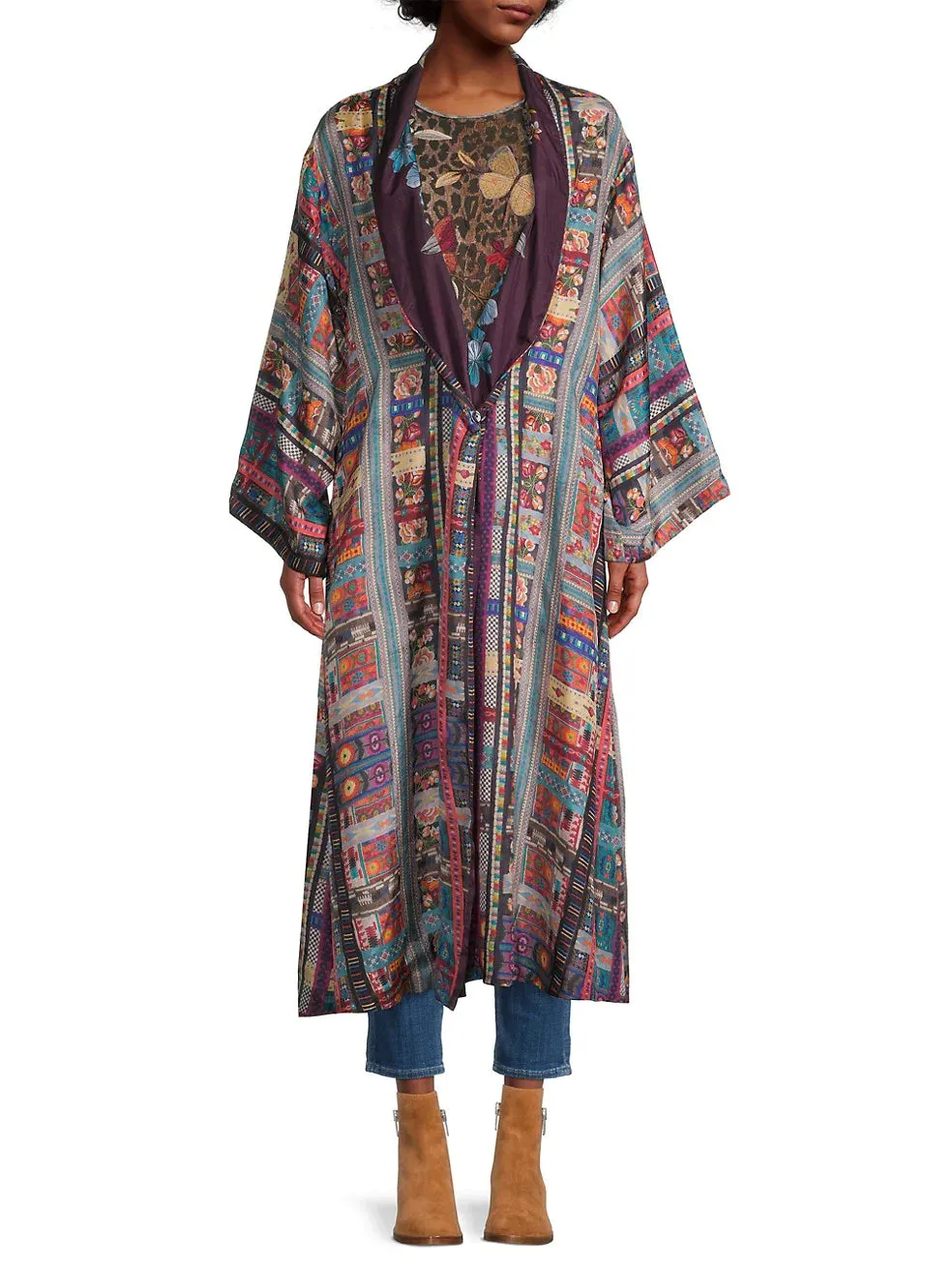 Lexi Heart Silk Kimono - Multi