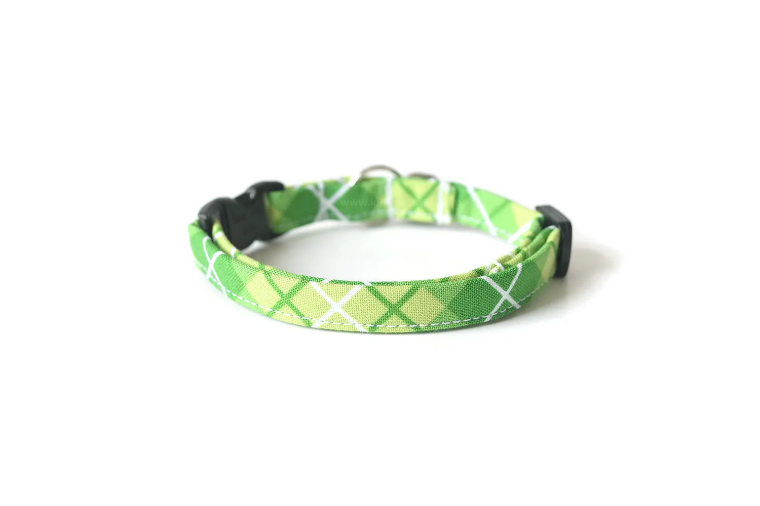 Lime Green Plaid Cat Collar