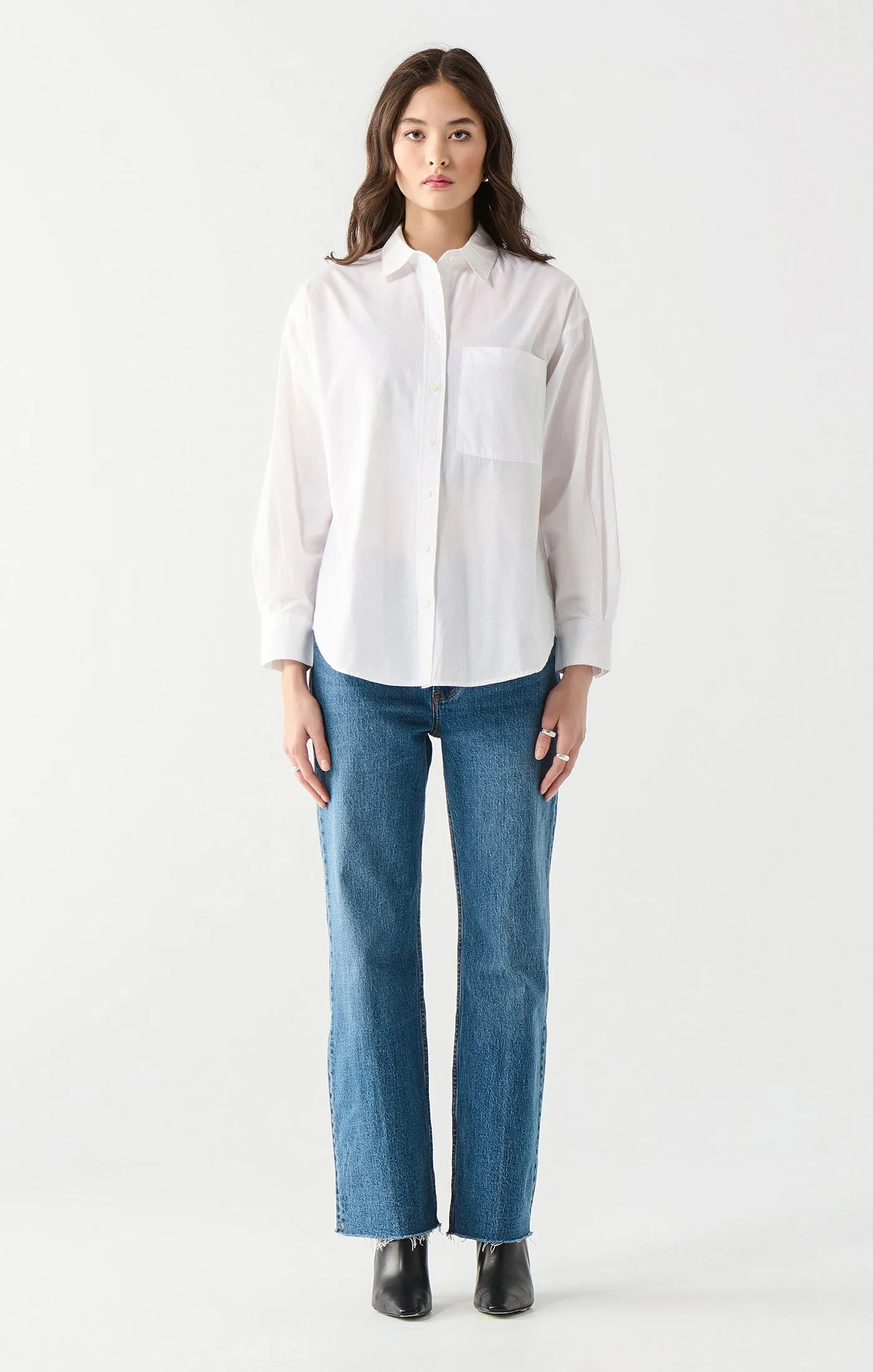 Ls Poplin Button Front Shirt