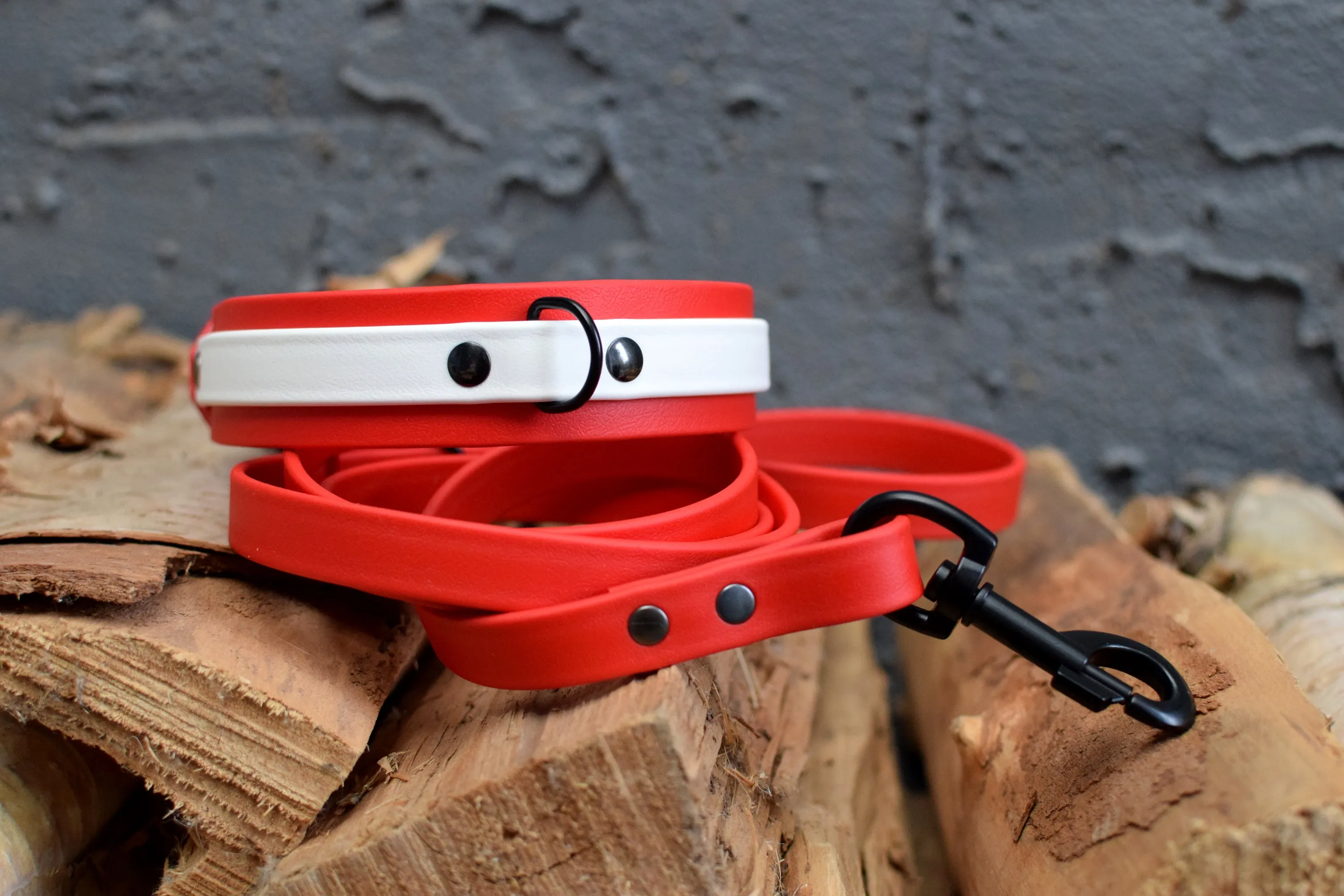 LUCI COLLECTION - Red & White Biothane Dog Collar