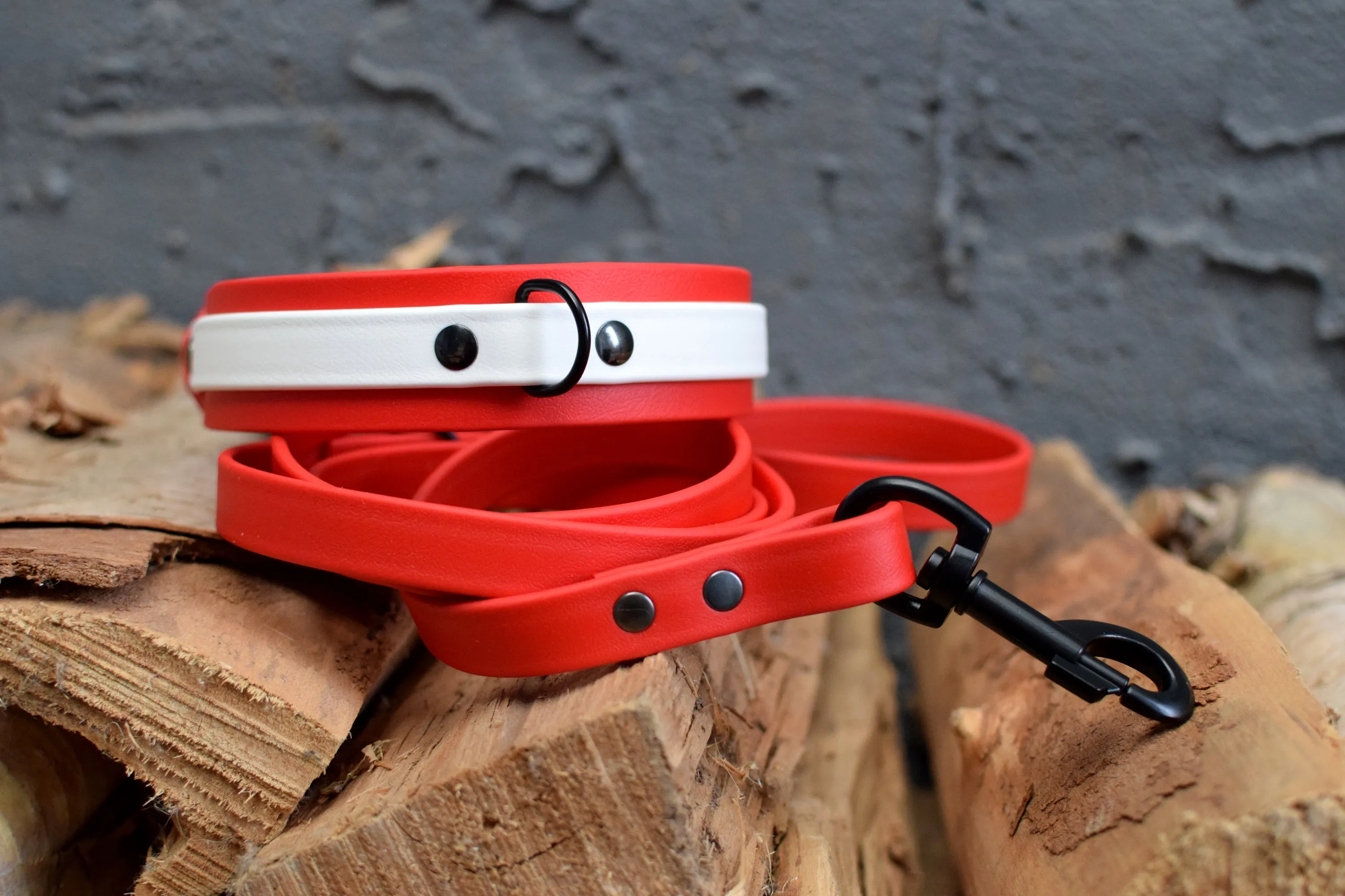 LUCI COLLECTION - Red & White Biothane Dog Collar