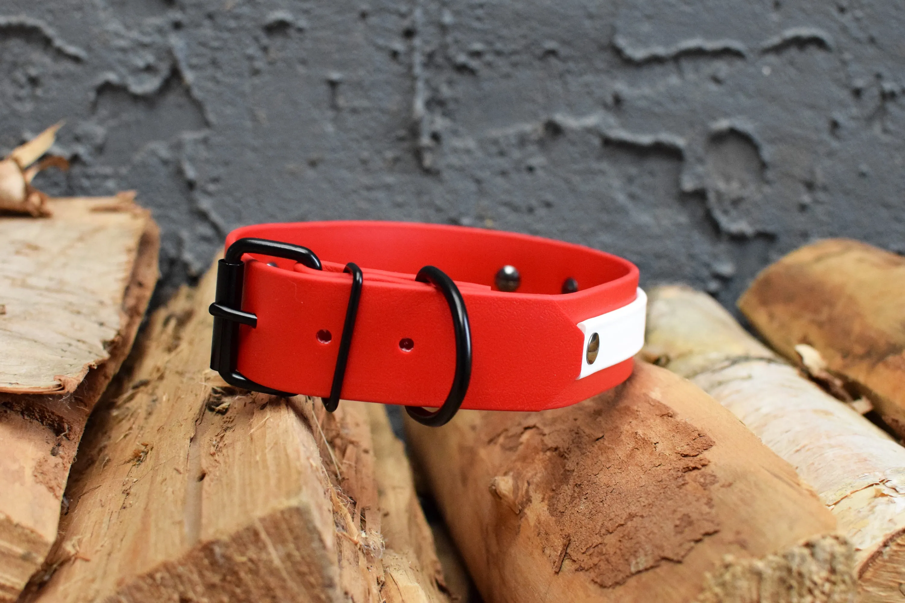 LUCI COLLECTION - Red & White Biothane Dog Collar