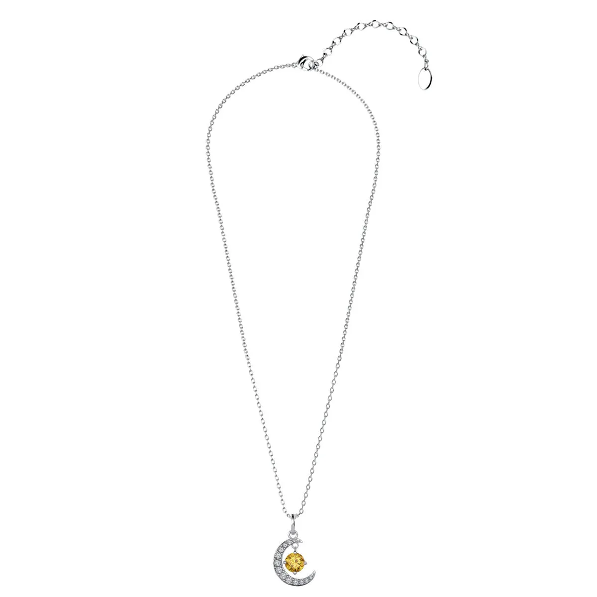 Luna Birthstone Necklace 18k White Gold Plated with Round Cut Crystals