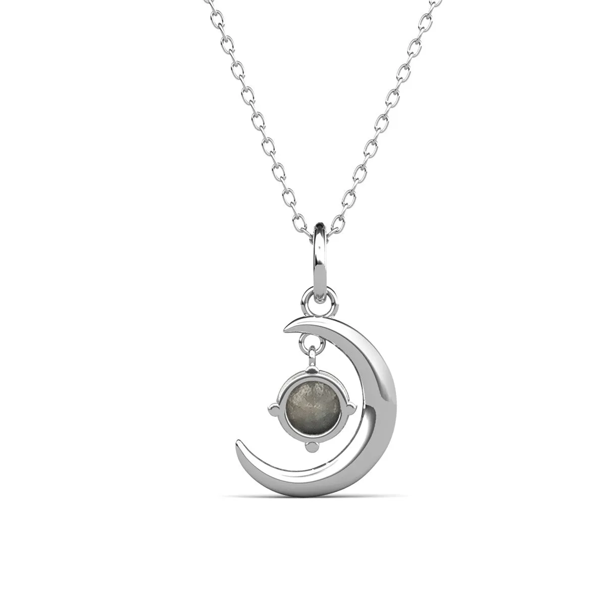 Luna Birthstone Necklace 18k White Gold Plated with Round Cut Crystals