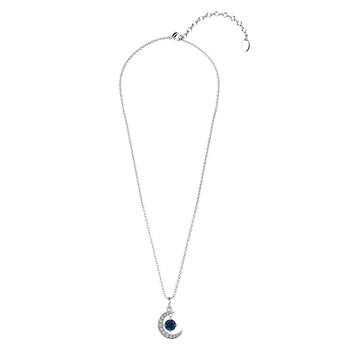 Luna Birthstone Necklace 18k White Gold Plated with Round Cut Crystals