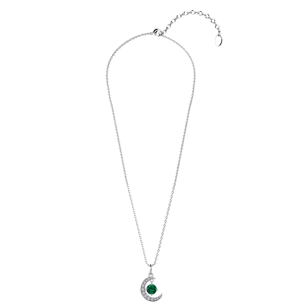 Luna Birthstone Necklace 18k White Gold Plated with Round Cut Crystals