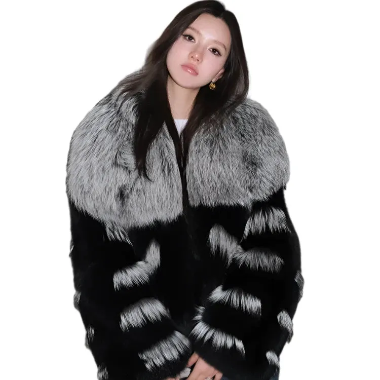 Luxury Ribbed Design Fur Coat