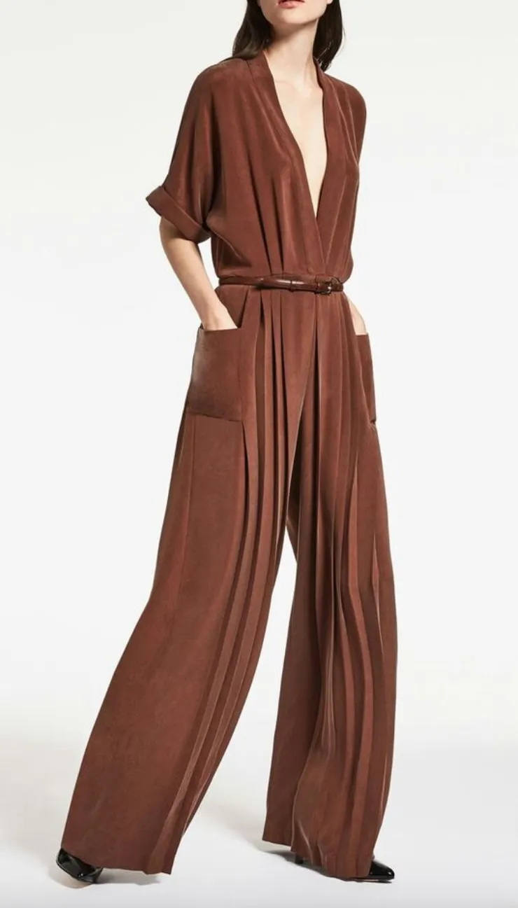 Max Mara Silk Pleated Jumpsuit