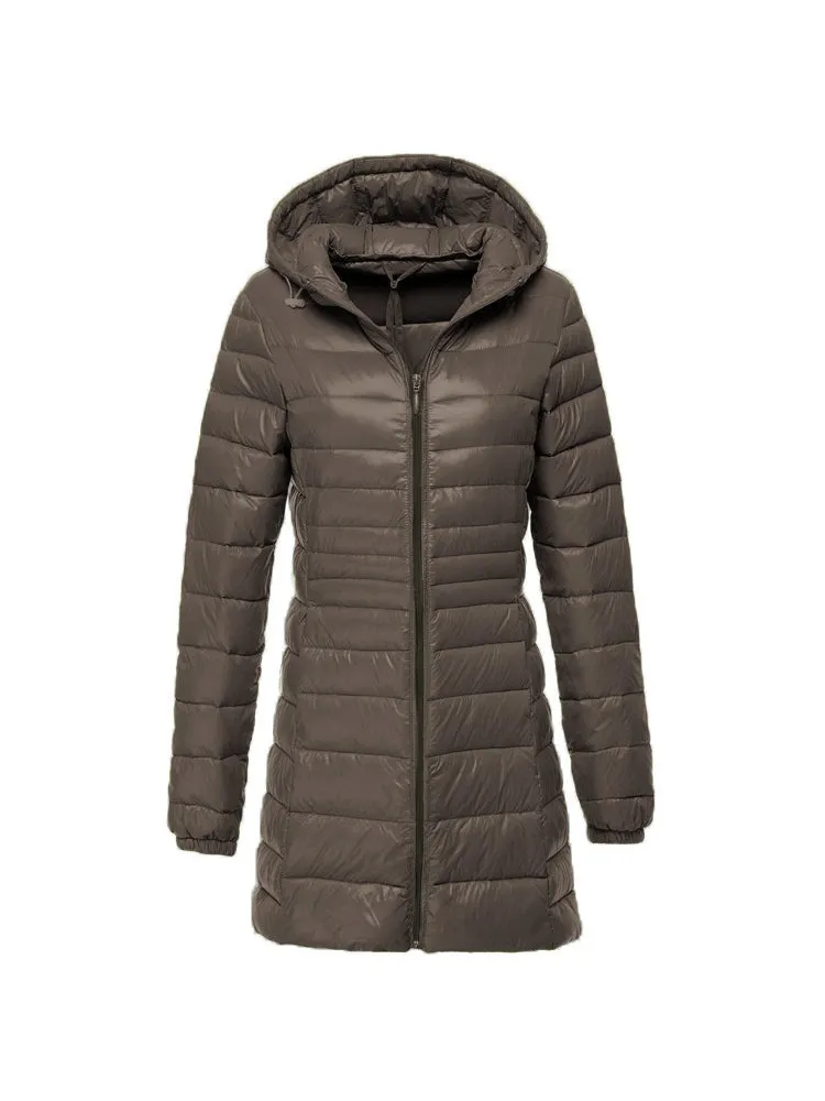 Megan - Women's Ultra Light Hooded Long Down Jacket