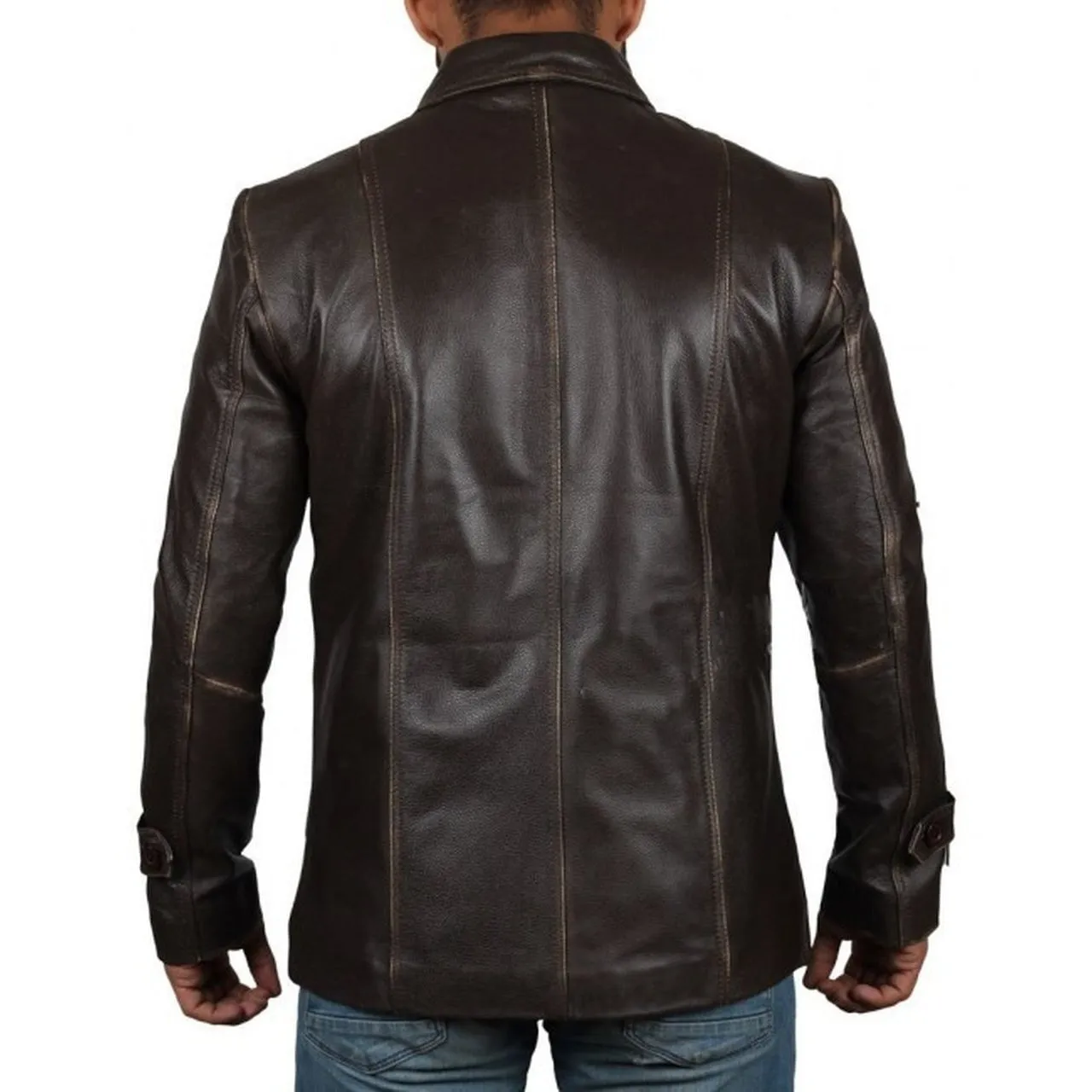 Men Atlanta Dark Brown Distressed Leather Jacket