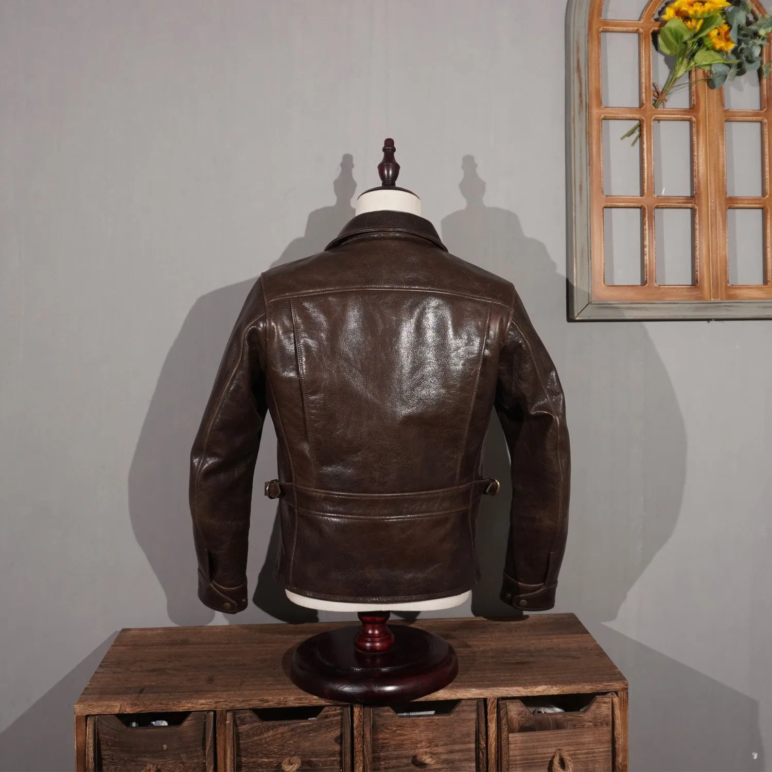 Men's 1930s Newsboy Leather Jacket Cowhide