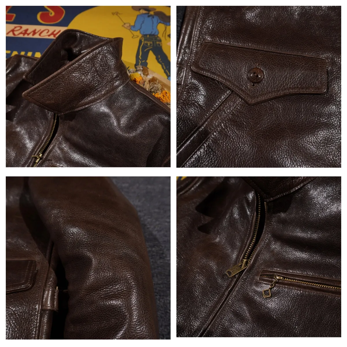 Men's 1930s Newsboy Leather Jacket Cowhide