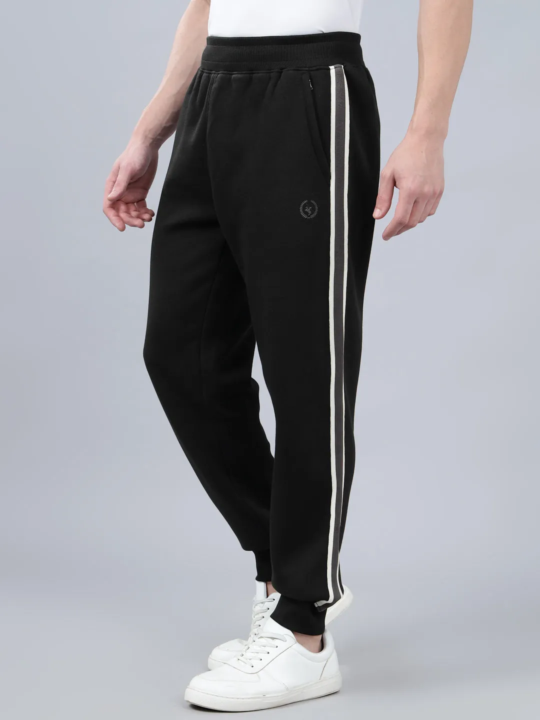 Men's Black Striped Winter Track Pant