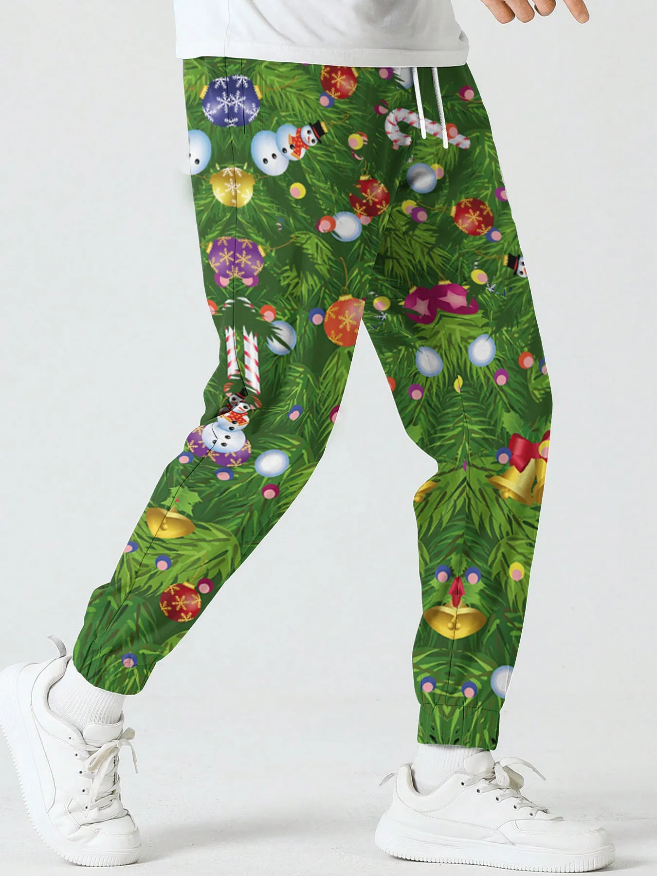 Men’s Christmas Printed Sweatpants – Festive Holiday Joggers with Snowman, Santa, and Reindeer Designs