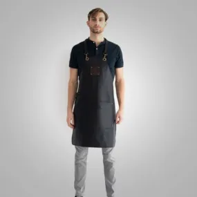 Men’s Handmade Black Sheepskin Leather Apron – Durable & Stylish