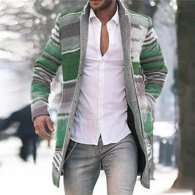 Men's Medium Long Cardigan Hoodie Print Windbreaker Long Sleeve Coat L S4271231