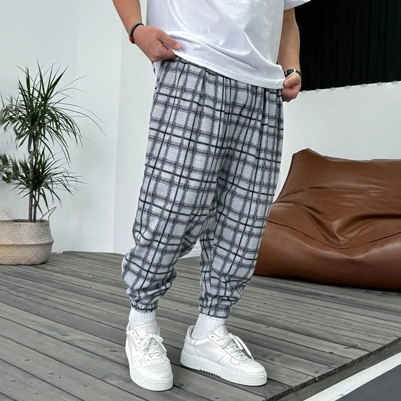 Men's Retro Loose Plaid Jogging pants 93895562YY