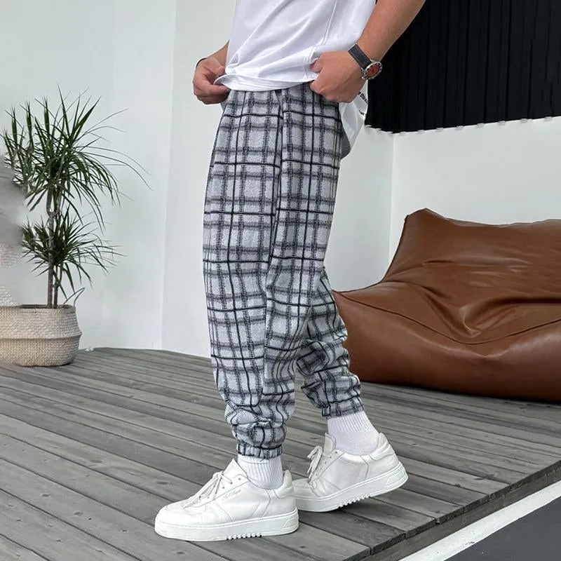 Men's Retro Loose Plaid Jogging pants 93895562YY