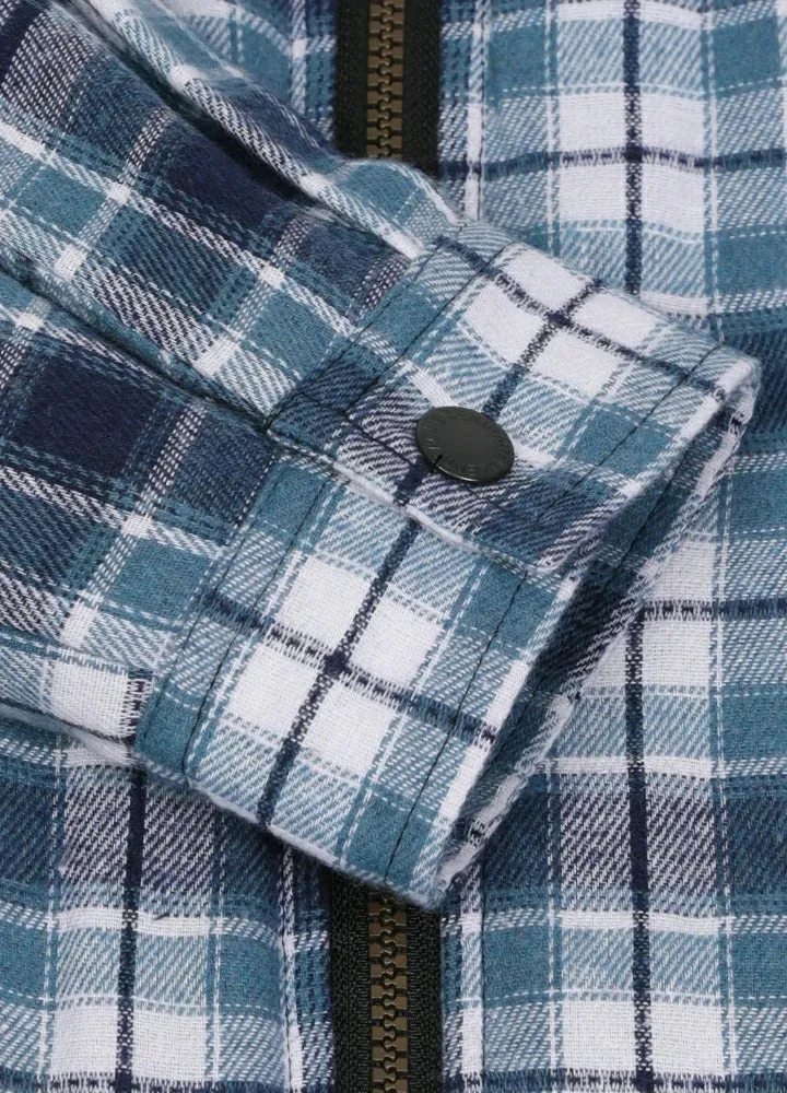 Men's Sherpa Lined Full Zip Up Flannel Plaid Hooded Jacket