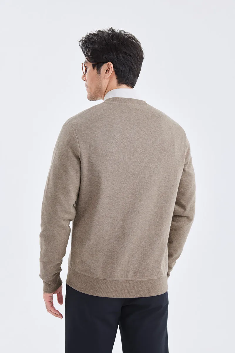 Merino-Blend French Rib Cardigan | Khaki E7W025