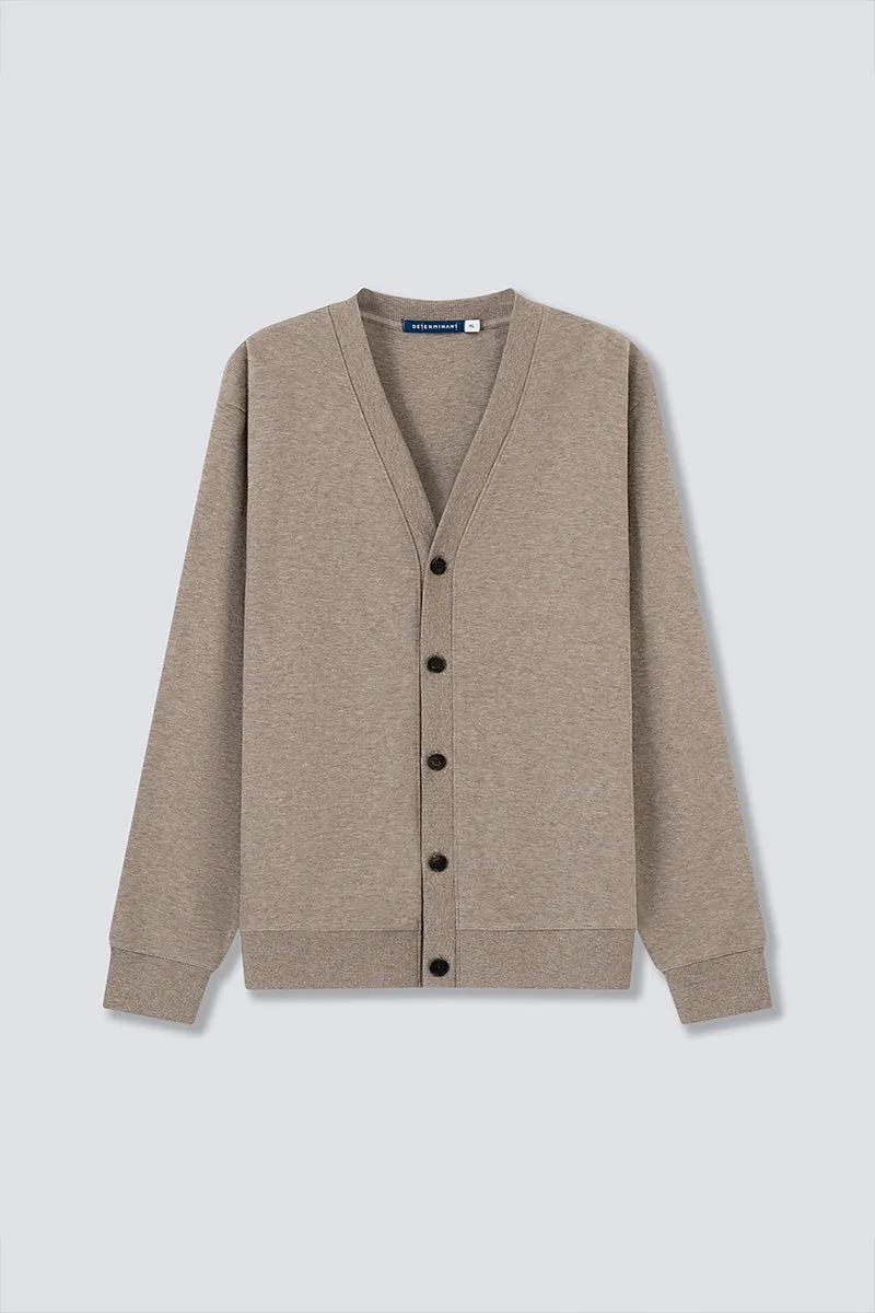 Merino-Blend French Rib Cardigan | Khaki E7W025