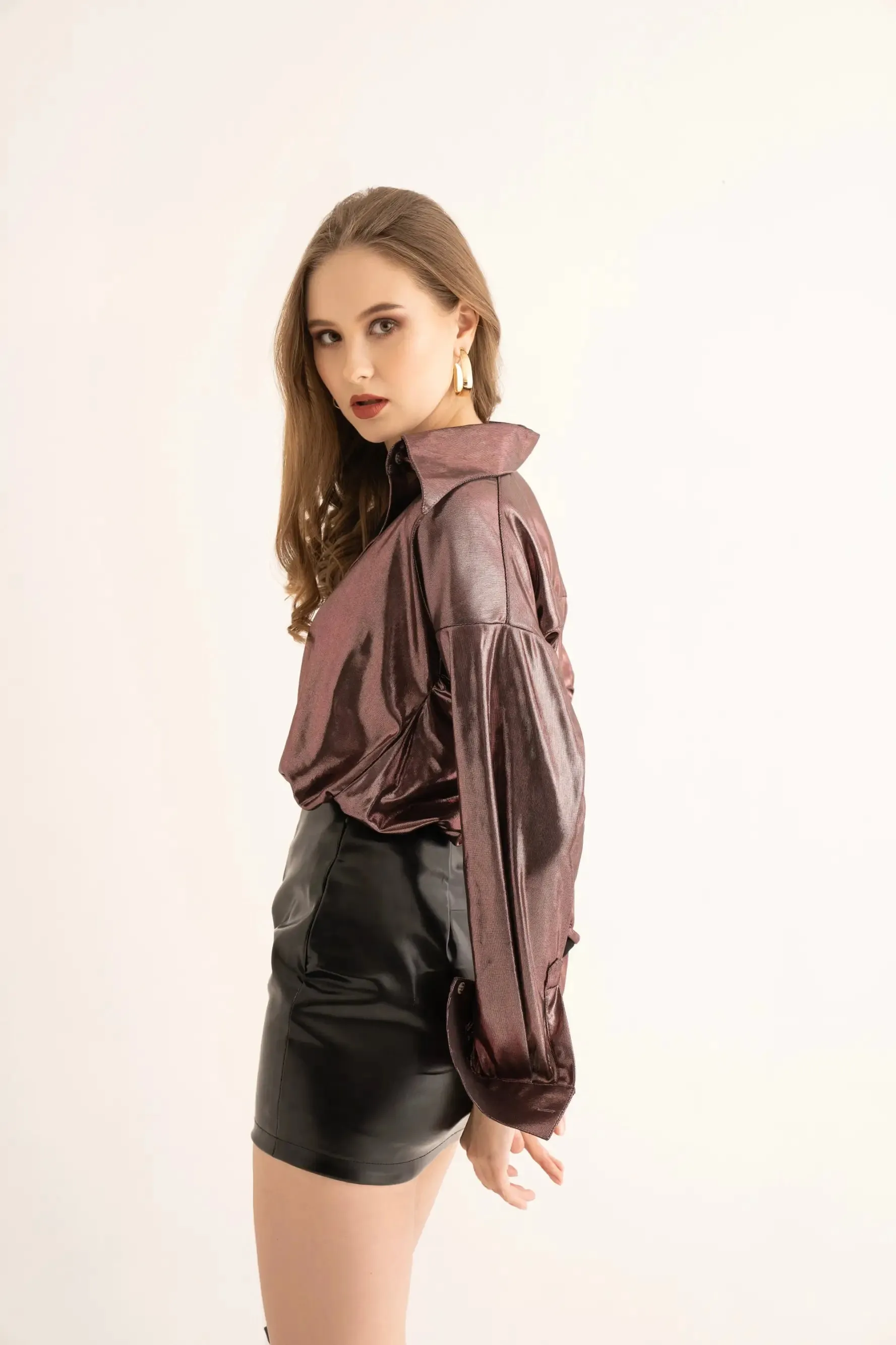 Metallic Copper Oversized Shirt