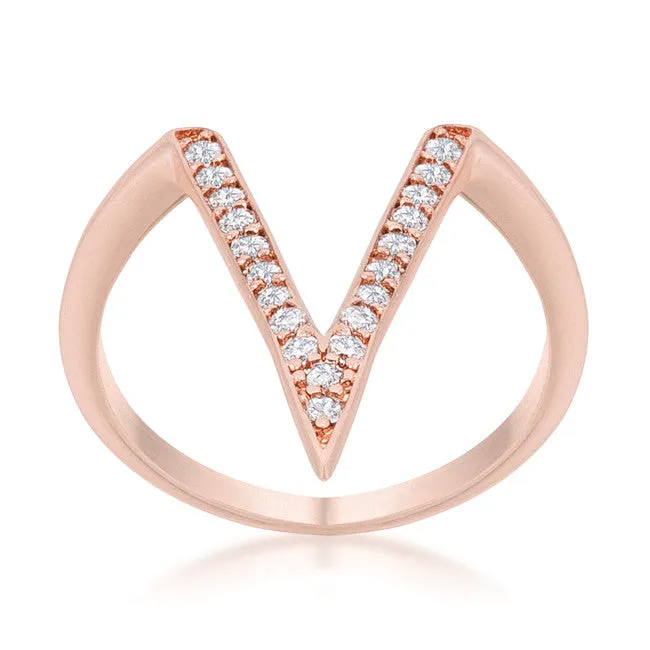 Michelle Rose Gold Delicate V-Shape  Fashion Ring | 0.2ct