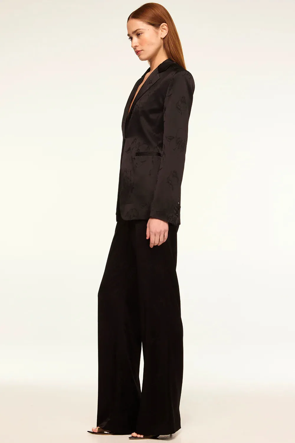 Misa Remi Satin Pant- Black Jacquard