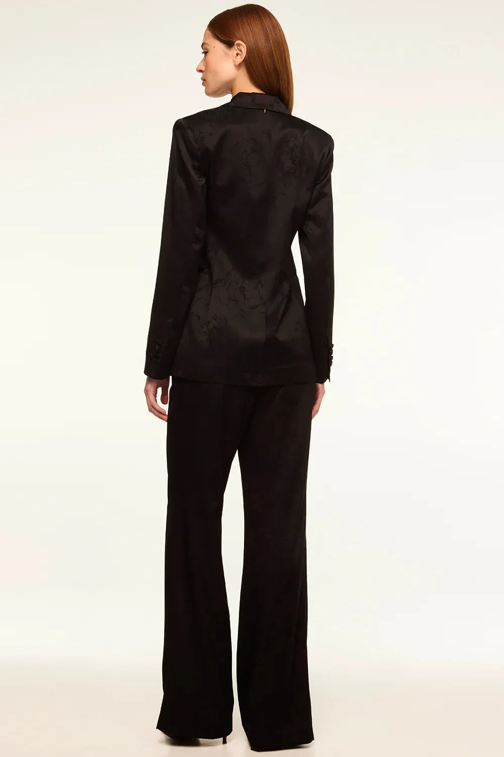 Misa Remi Satin Pant- Black Jacquard