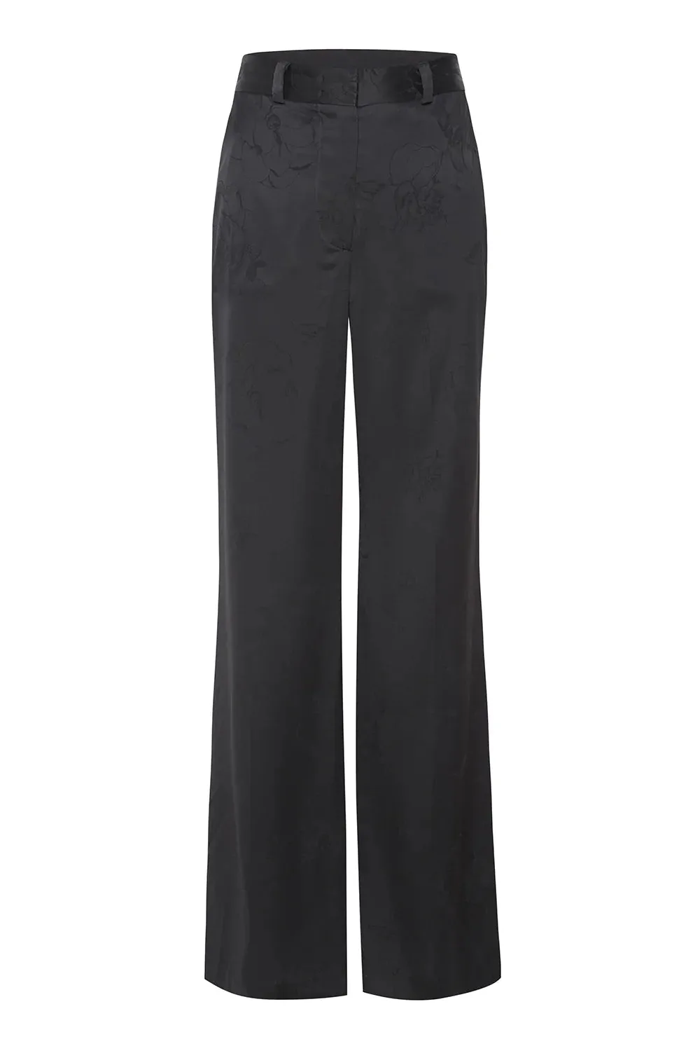 Misa Remi Satin Pant- Black Jacquard