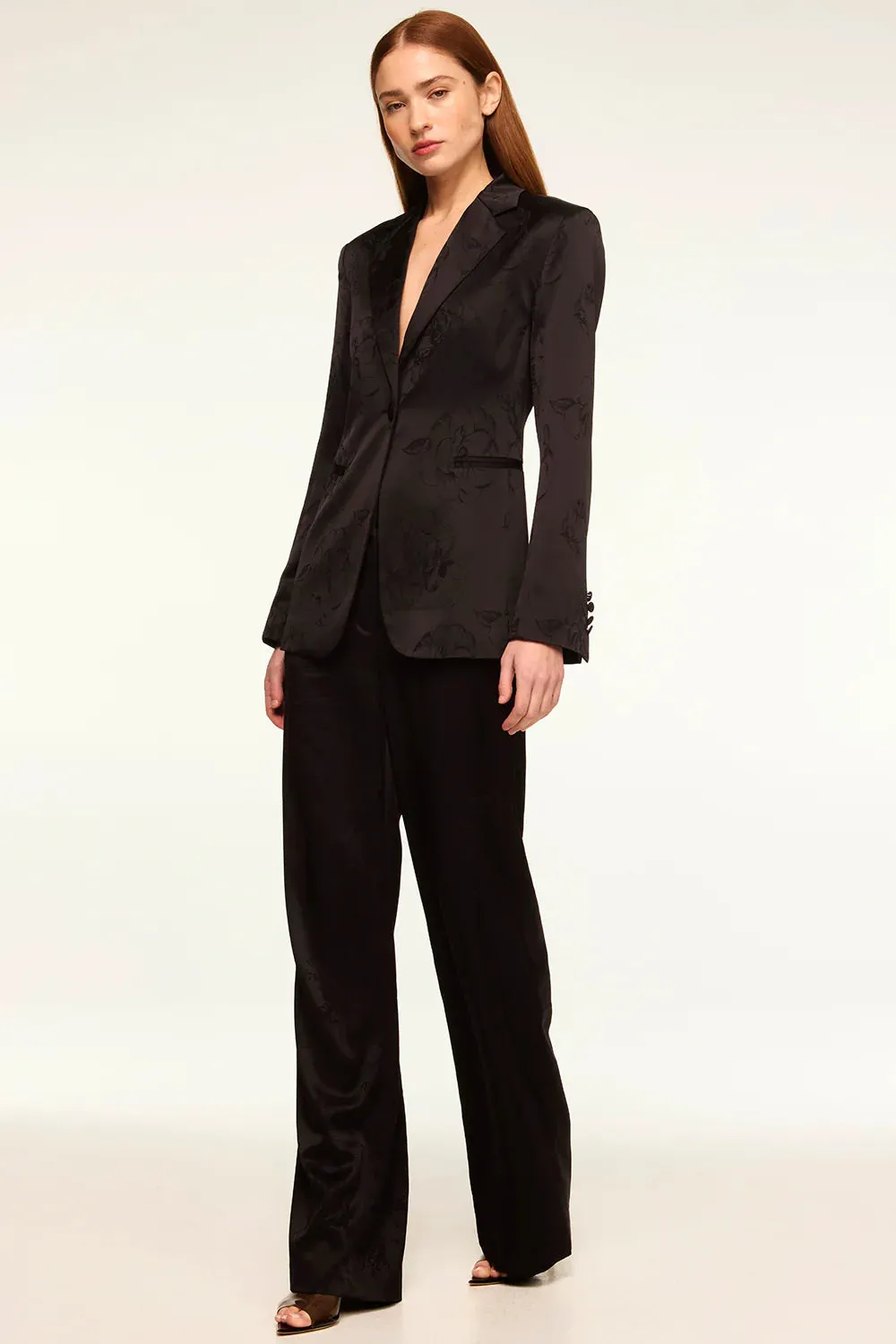 Misa Remi Satin Pant- Black Jacquard